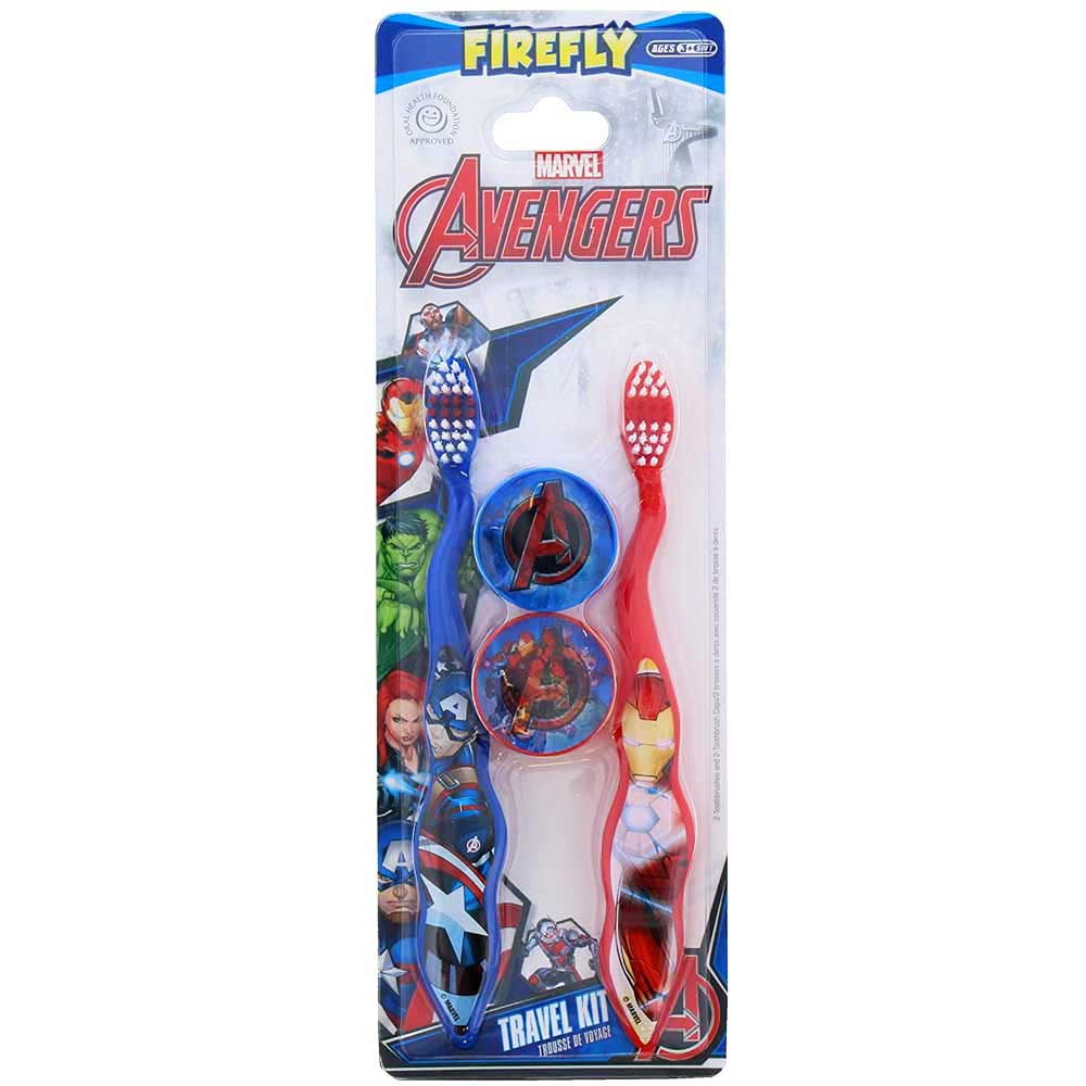 Firefly Marvel Avengers 2 Pack Toothbrush Oral Care Travel Kit with Caps