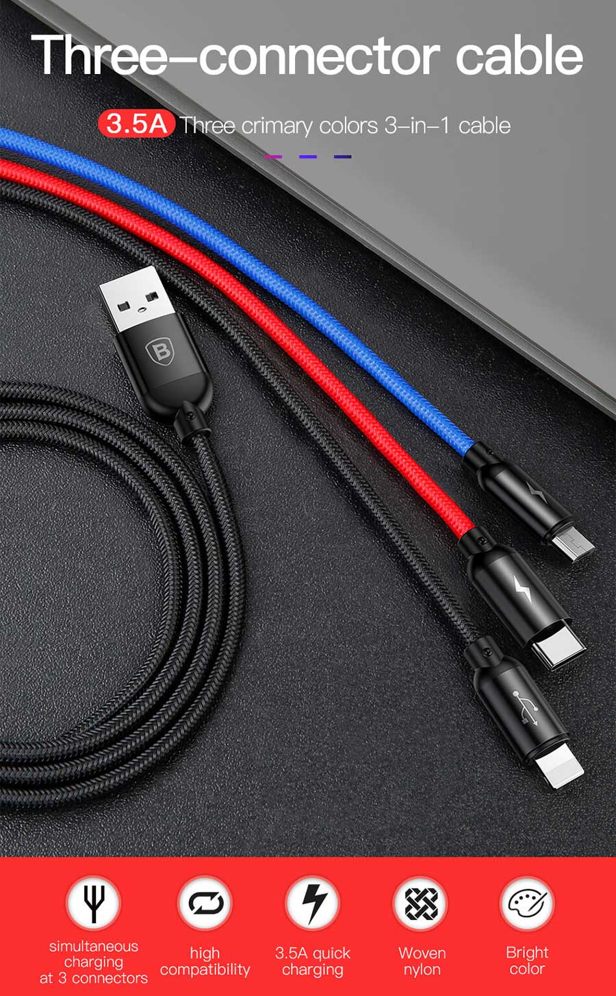 Baseus-3-in-1-Type-C-micro-USB-cable-for