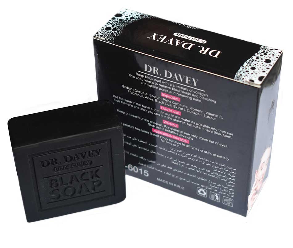 Dr Davey Deep Cleansing Whitening Collagen Charcoal Black Soap 100g