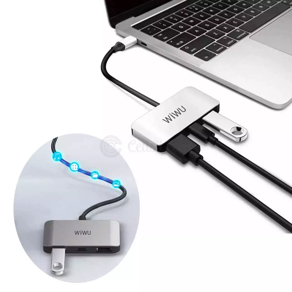 WiWU Alpha C2H 3 in 1 USB Type C to HDMI Hub Adapter
