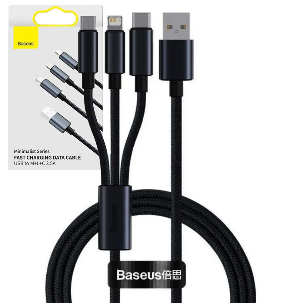 Baseus Minimalist Series USB to M+L+C 3.5A Fast Charging Data Cable