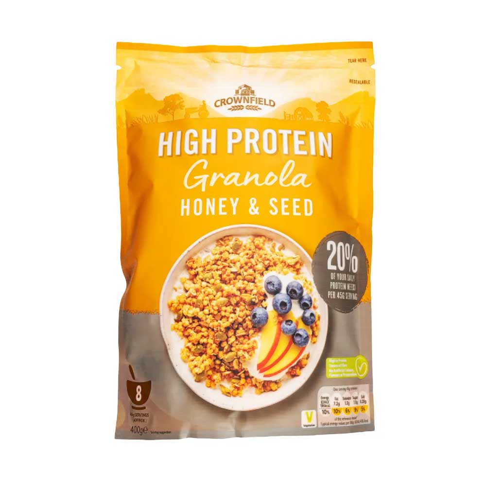 Crownfield High Protien Granola Honey & Seed 400g