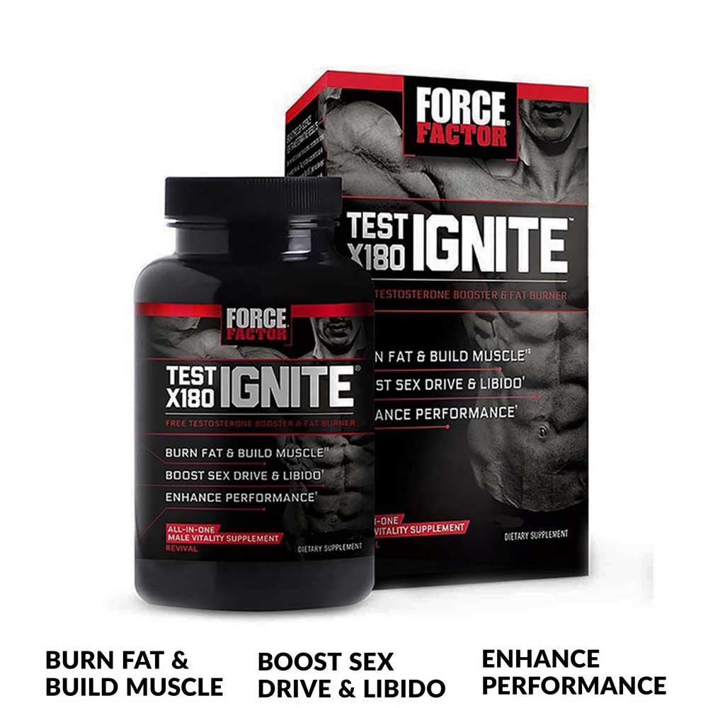 Force Factor Test X180 Ignite Total Testosterone Booster & Fat Burner 60 Capsules