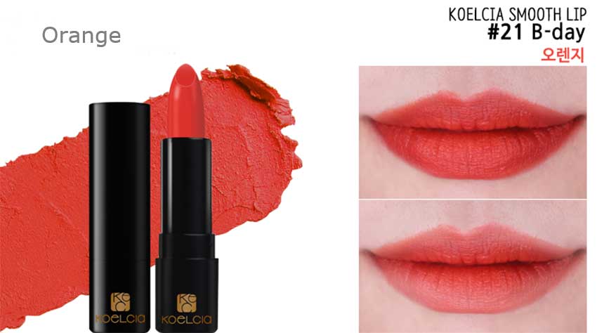 Koelcia-Smooth-21-B-day-orange-Lipstick-