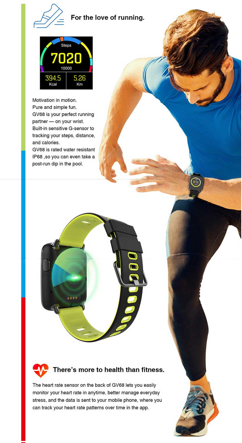 Fitness Tracker Smartwatch Reloj Inteligente Kingwear Ip Gv68