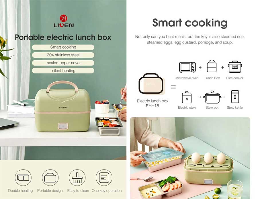 Liven Portable Cooking Electric Lunch Box: full specifications