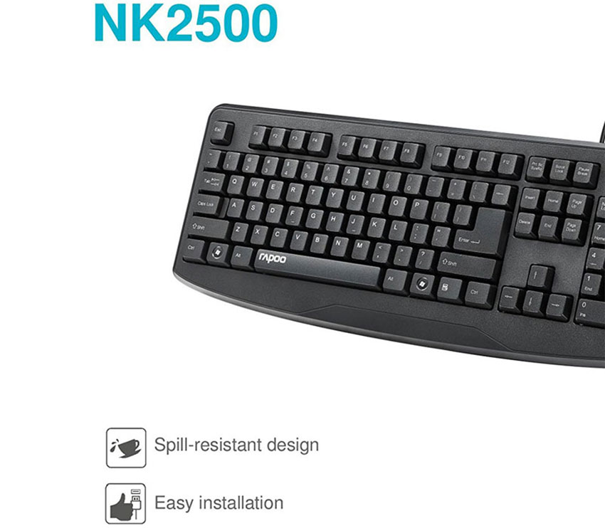 Rapoo-NK2500-Black-USB-Keyboard-with-Ban