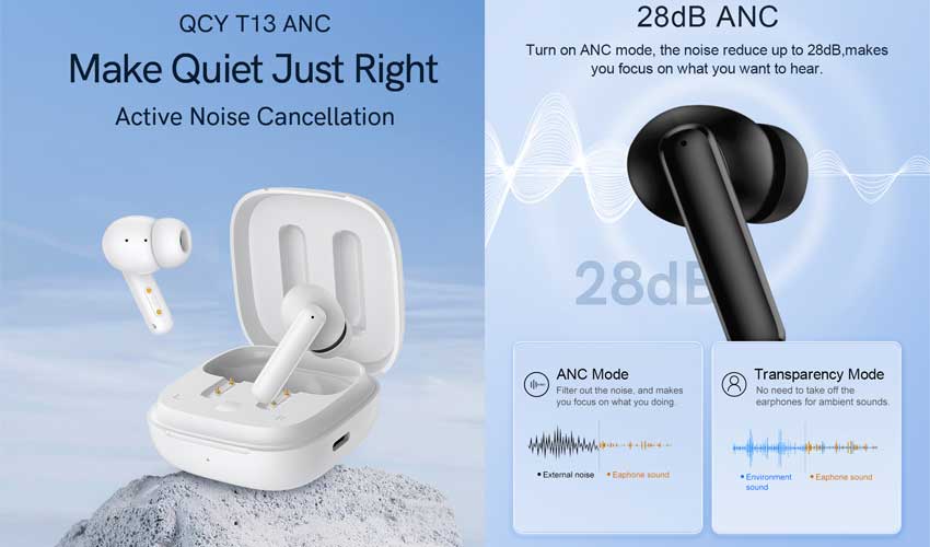  QCY T13 ANC Active Noise Cancelling Wireless Earbuds