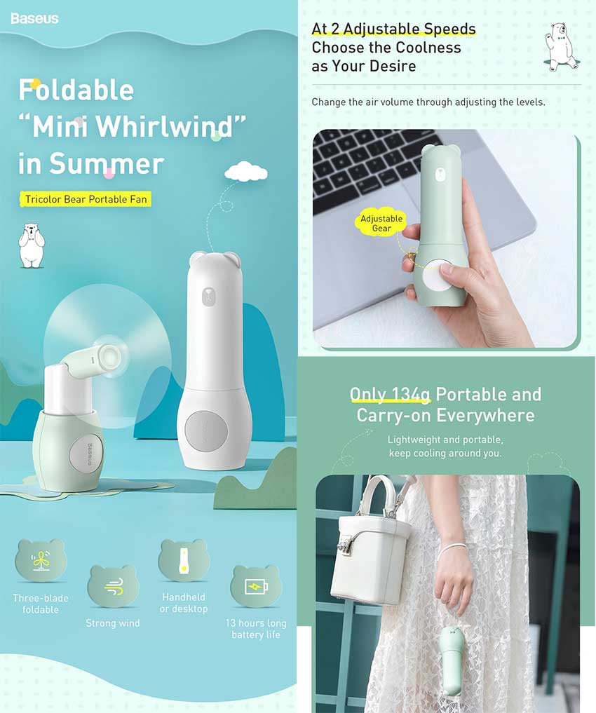 Baseus-Tricolor-Bear-Power-Bank-Folding-