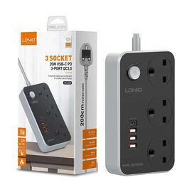 LDNIO SK3468 PD+3 QC3.0 USB Connector Multi Hole Max Power Socket