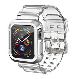 Silicone Crystal Clear Transparent Strap With Case for iWatch