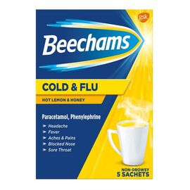 Beechams Cold & Flu Hot Lemon & Honey 5 Sachets