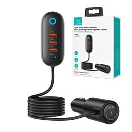 Usams US-CC161 4 USB Ports Fast Car Charger with Cigarette Lighter 156W