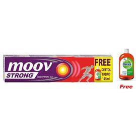 Moov Strong Diclofenac Pain Relief Gel 50gm + Free Dettol Antiseptic Liquid 125ml