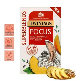 Twinings Focus Mango & Pineapple with Ginsing Tea Bags 20pcs