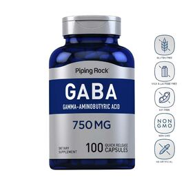 Piping Rock Gaba Gamma Aminobutyric Acid 750mg 100 Capsules