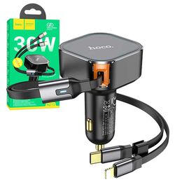 Hoco NZ13 2 in 1 PD30W Car Charger with Retractable Cable