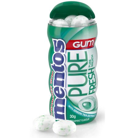 Mentos Chewing Gum, Mentos Gum Purefresh Freshmint Small Jars, Pack of 10, Mentos Sugar Free Gum, 8 Oz