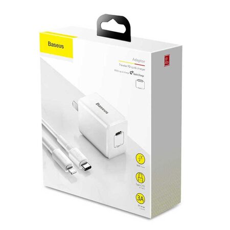 Baseus TC-075PPS Traveler PD 18W Quick Charger with Type C to Lightning Cable packaging box