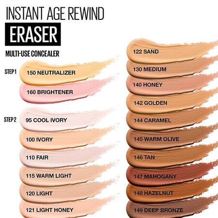 Maybelline Age Rewind Eraser Multi-Use Concealer different colors identifier