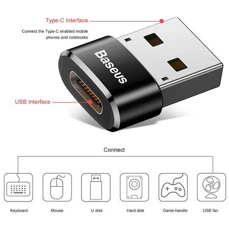 Specifications of Baseus Mini Type-C Female to USB Male Adapter Converter Specifications of Baseus Mini Type-C Female to USB Male Adapter Converter