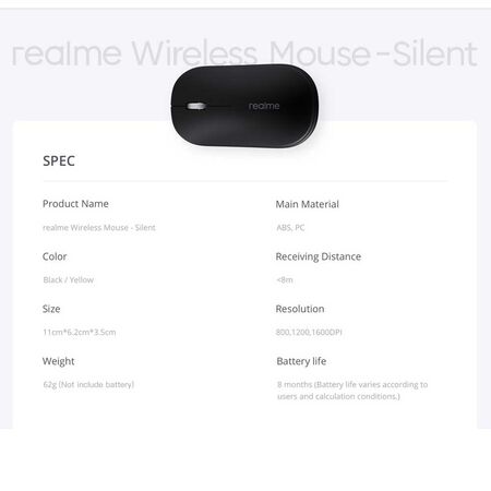 Realme Wireless Mouse specifications