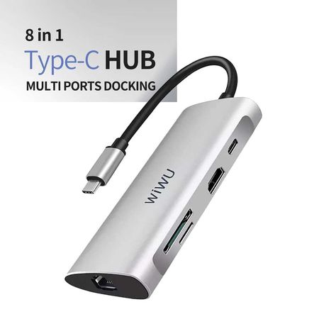 WiWU Alpha 831HRT USB 8 in 1 Type C Hub Adapter