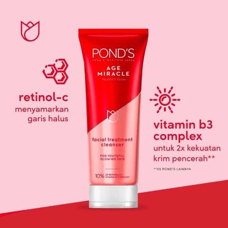 Ponds Age Miracle Youthful Glow Facial Treatment Cleanser 100g Ponds Age Miracle Youthful Glow Facial Treatment Cleanser 100g