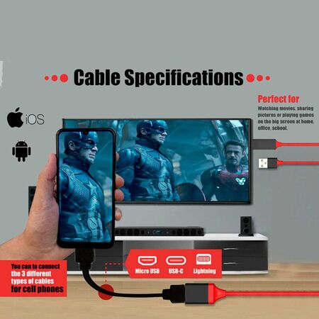 Airsky A529 HDMI Mirroring AV Cable Phone to HD TV Adapter Airsky A529 HDMI Mirroring AV Cable Phone to HD TV Adapter
