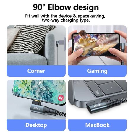 Joyroom S-1550N12 Type-C to Type-C Elbow Fast Charging Data Cable Joyroom S-1550N12 Type-C to Type-C Elbow Fast Charging Data Cable