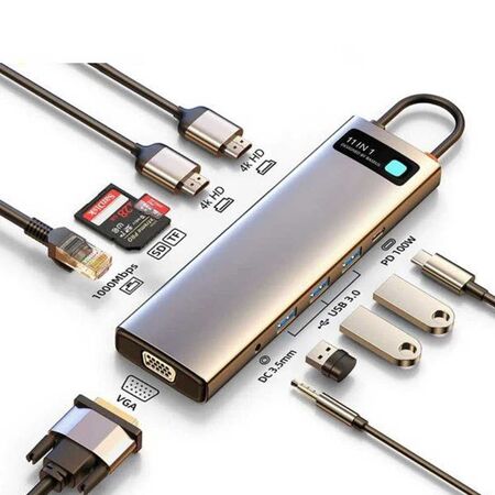 Baseus Metal Gleam Series 11-in-1 Multifunctional Type-C HUB Docking Station