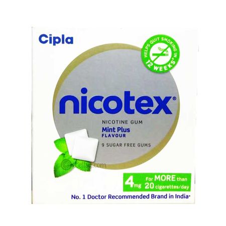 Cipla Nicotex Nicotine Gum Mint Plus Flavour 4mg