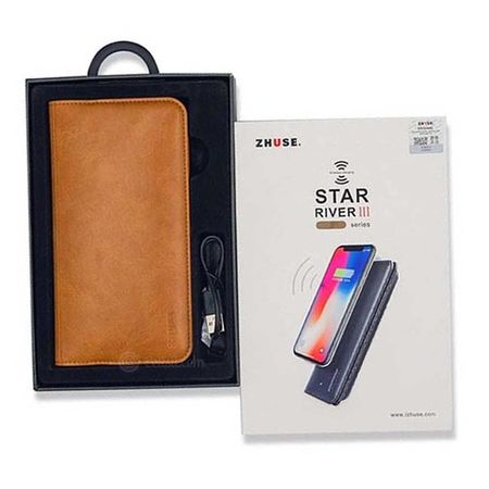 Zhuse Star River Series 3 Wireless Power Bank 6000mAh Leather Wallet Box Pakageing
