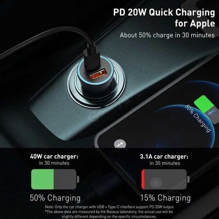Baseus 40W Golden Contactor Pro Dual Quick Charger Car Charger