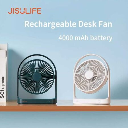 Jisulife FA19 Portable Rechargeable 4000mAH Battery with Type-C Charging Port Desk Fan