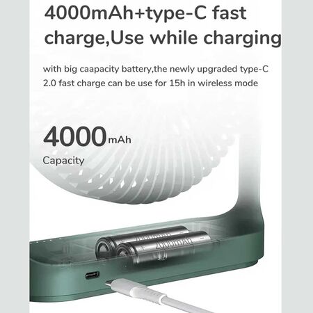 Jisulife FA19 Portable Rechargeable 4000mAH Battery with Type-C Charging Port Desk Fan