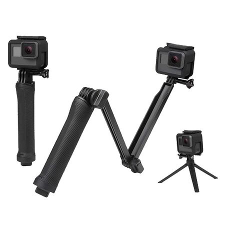3-Way Professional Monopod Stand Mini Tripod for Action Camera 3-Way Professional Monopod Stand Mini Tripod for Action Camera