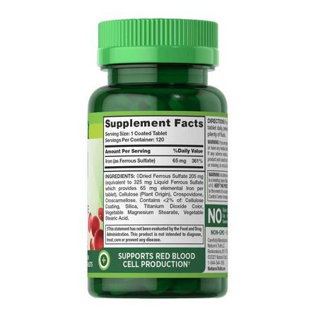 Nature’s Truth Iron 65mg Ferrous Sulfate 325mg 120 Tabs