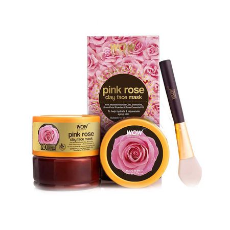 Wow Pink Rose Clay Face Mask for Hydrating & Rejuvenating Aging Skin 200ml