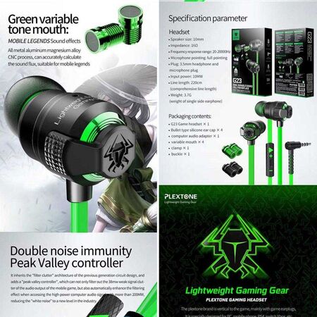 Plextone G23 Dual Sound Cell Gaming In-Ear Wired Earphone