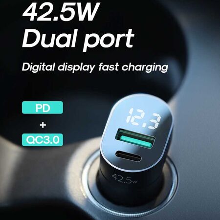 Joyroom C-A17 Dual Port Fast Car Charger with LED Display 48W