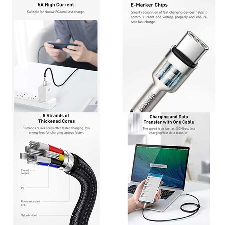 Baseus Cafule Series Metal Data Cable Type-C to Type-C 100W