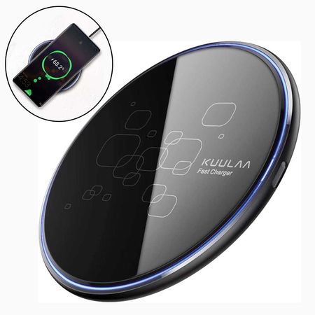 Kuulaa 15W LED Display Fast Wireless Charging Pad with USB Cable