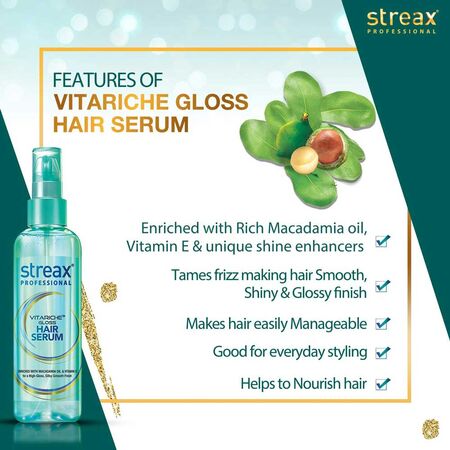 Streax Professional Vitariche Gloss Hair Serum 100ml Streax Professional Vitariche Gloss Hair Serum 100ml