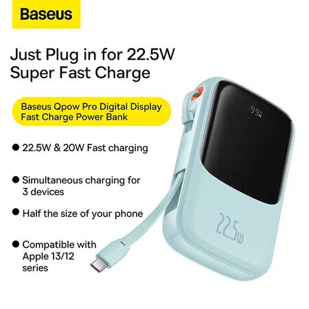 Baseus Power Bank Qpow Pro Digital Display Fast Charge 10000mAh 22.5W Type-C Edition