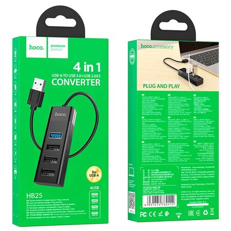 Hoco HB25 4-in-1 Type-C To USB Hub Box Packaging