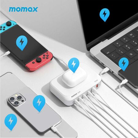 Momax Q.Plug Box 6-Port GaN with Wireless Charging 100W Momax Q.Plug Box 6-Port GaN with Wireless Charging 100W