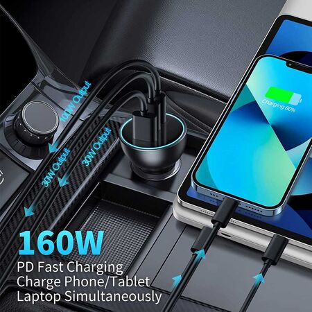 Baseus Qualcomm Quick Charge 2C+U With 100w Type-C Cable 160W Car Charger