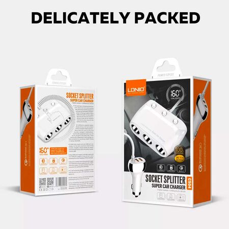 LDNIO C504 Slot Socket Adapter Plug Box Packaging LDNIO C504 Slot Socket Adapter Plug Box Packaging