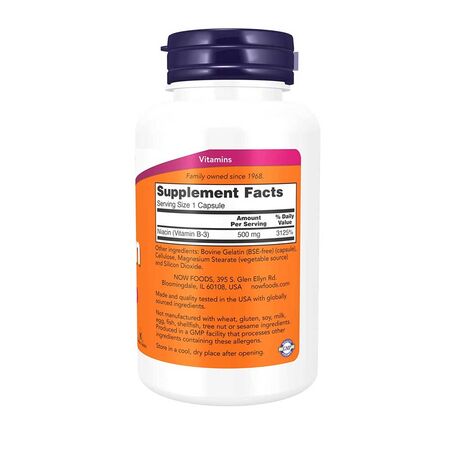 Now Niacin Vitamin B3 Nutritional Health 100 Capsules 500mg